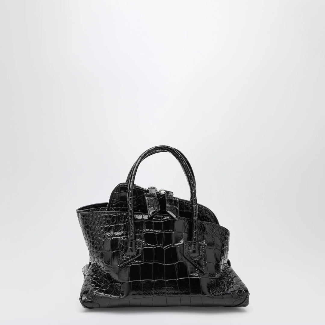 The Attico - La Passeggiata Mini black crocodile-print leather bag