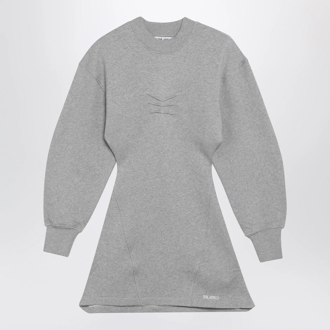 The Attico - Melange cotton jersey mini dress in grey