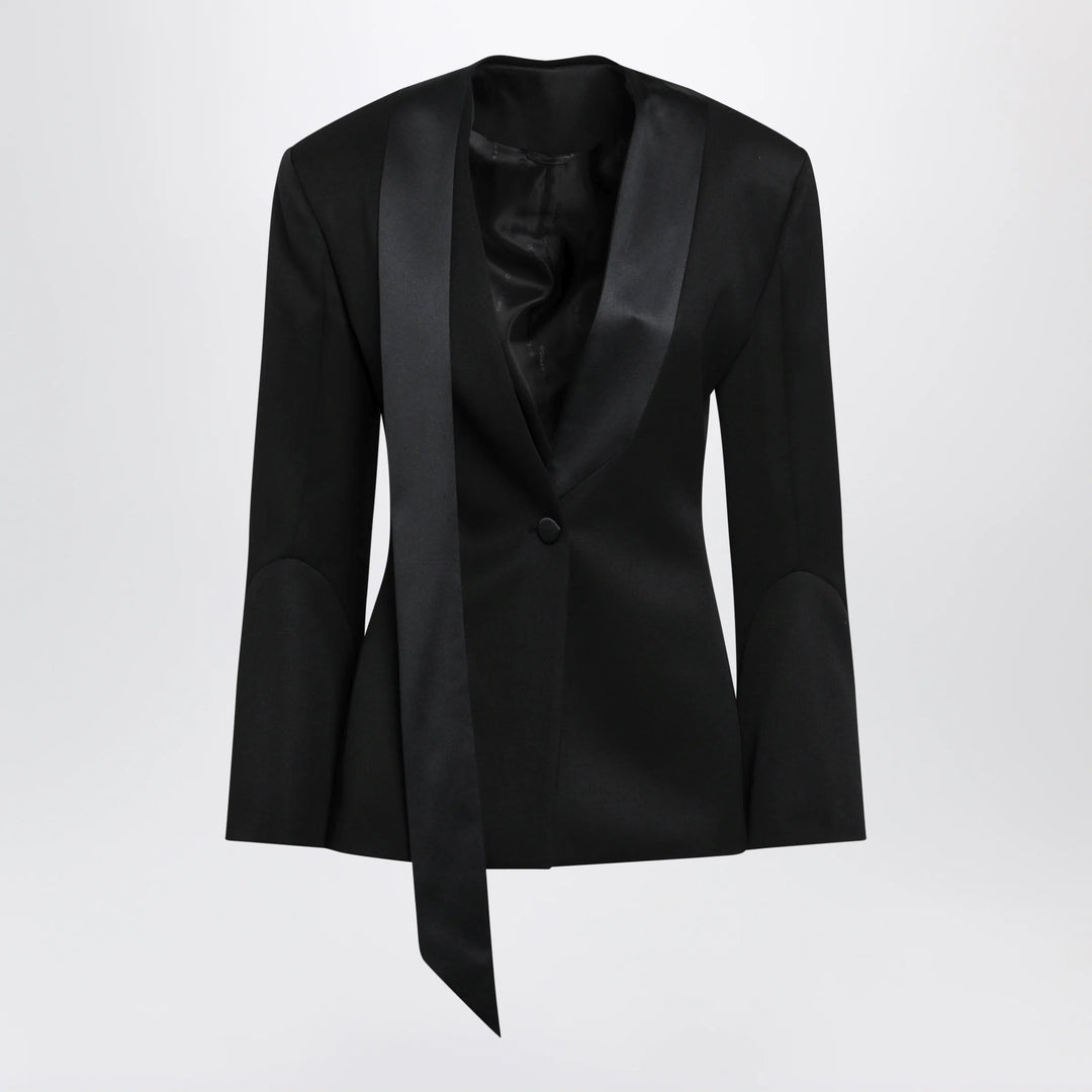 The Attico - Black virgin wool tuxedo jacket with satin lapels