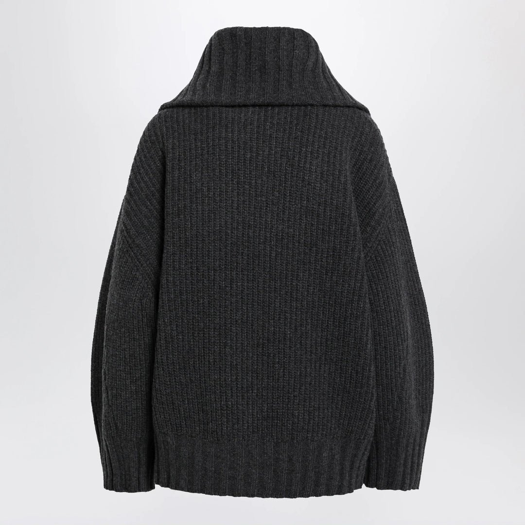 The Attico - Dark grey wool and cashmere sweater with zip