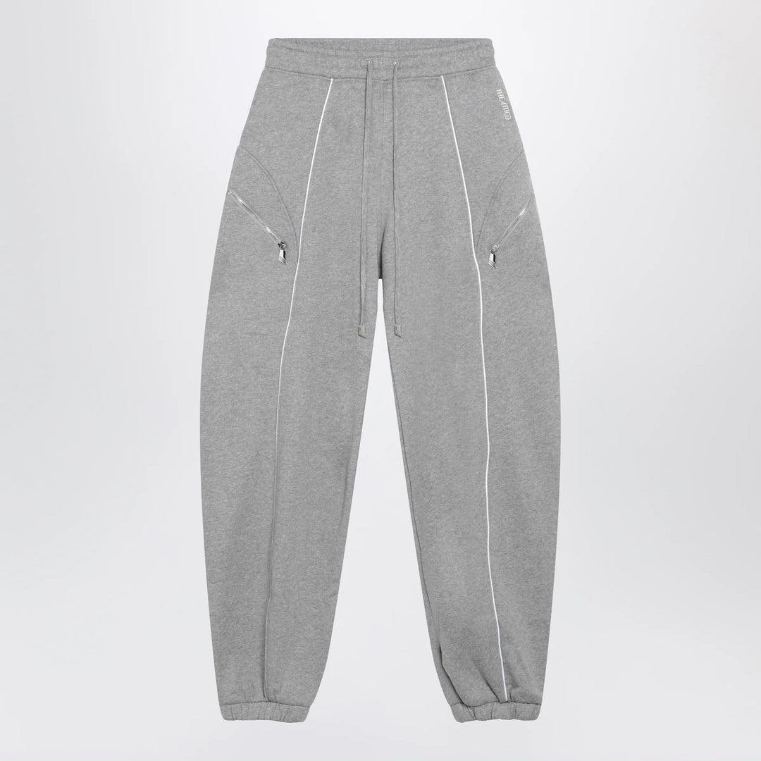 The Attico - Long jogger pants in melange grey cotton jersey