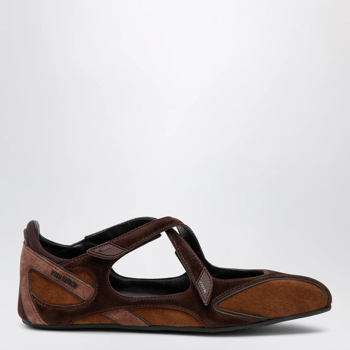 The Attico - Floor 01 suede ballerina-sneaker flats in brown