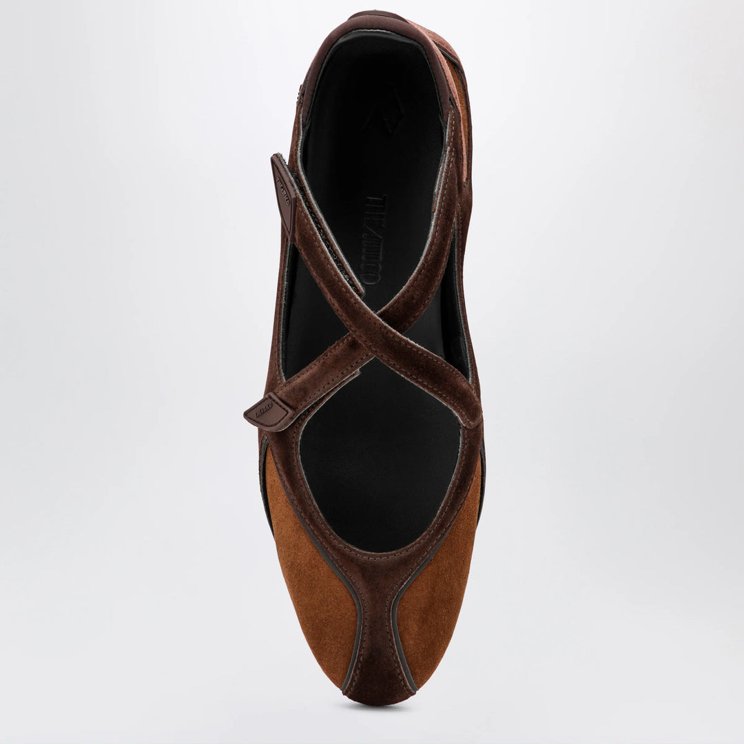 The Attico - Floor 01 suede ballerina-sneaker flats in brown