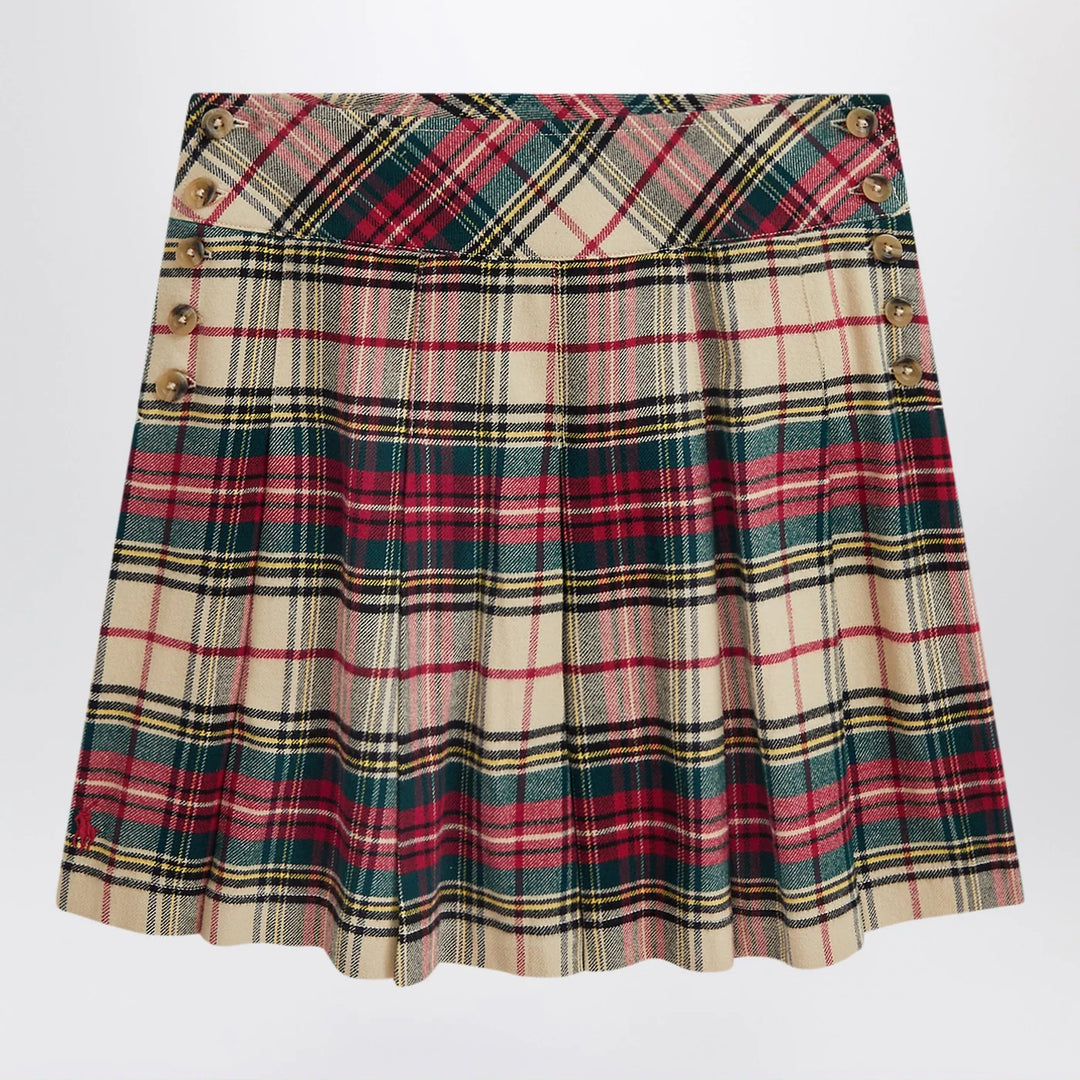 Polo Ralph Lauren - Cream/red cotton twill tartan skirt