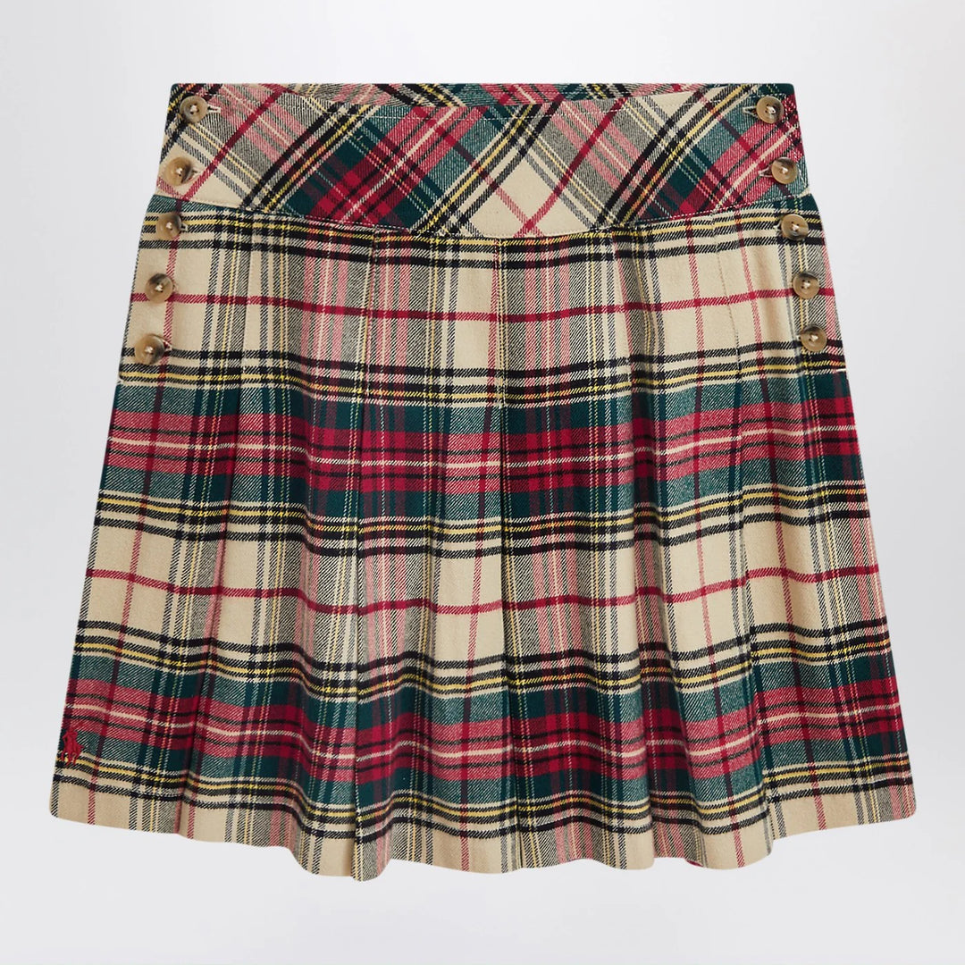 Polo Ralph Lauren - Cream/red cotton twill tartan skirt