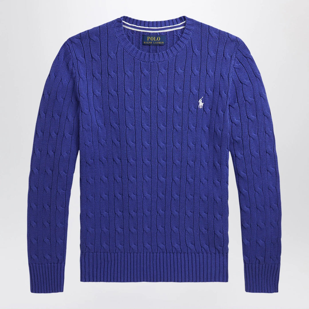 Polo Ralph Lauren - Bright blue crew neck sweater with braids