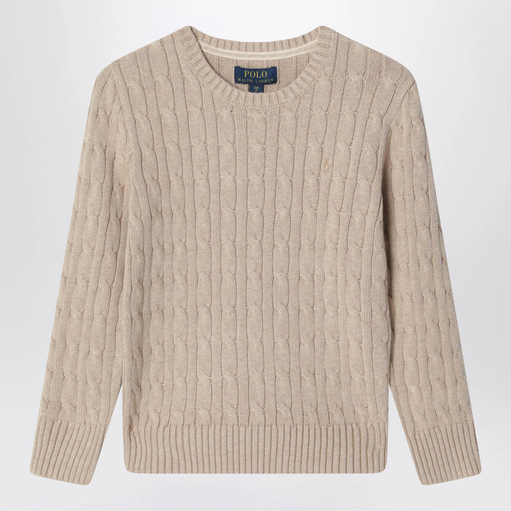 Polo Ralph Lauren - Cable-knit cotton crewneck sweater in tan heather
