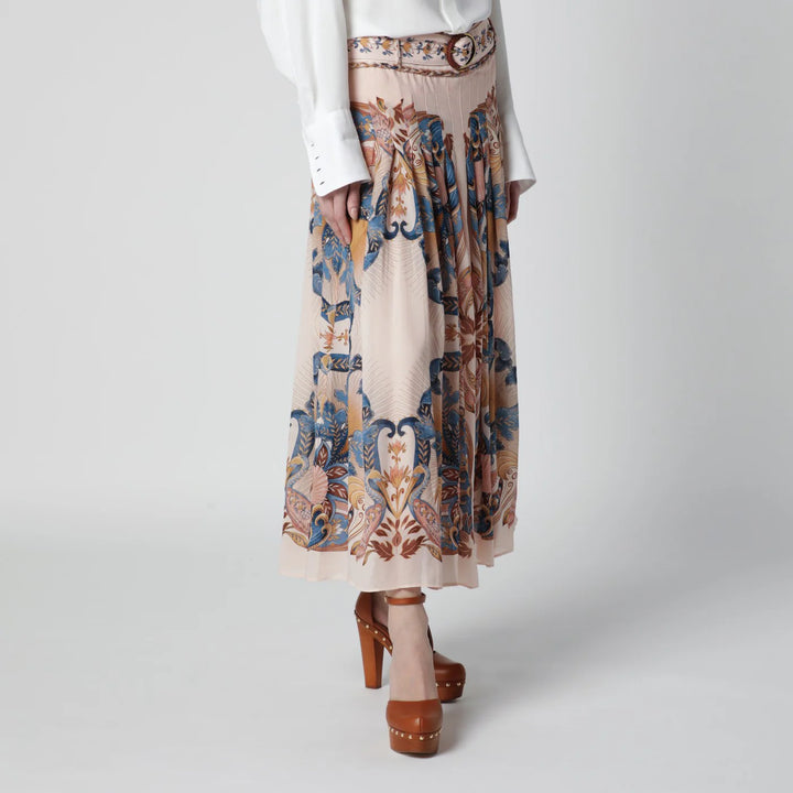 FARM Rio - Pink Sea Garden pleated skirt