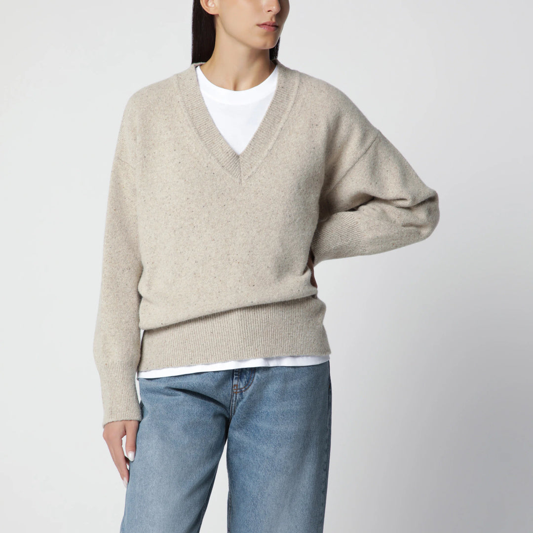 Róhe - Beige mélange wool-blend sweater