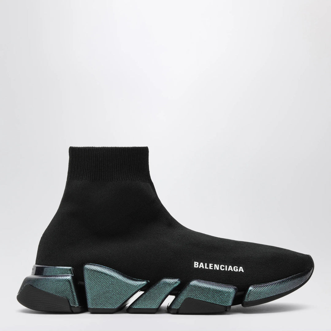 Balenciaga - Black/blue Speed 2.0 Iridescent knit sneakers Brand Shoes 40 IT