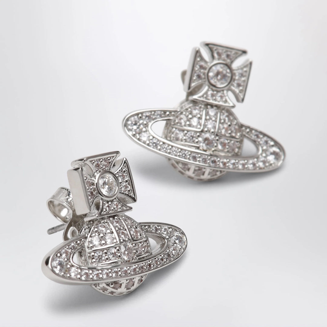 Vivienne Westwood - Platinum-Tone Metal Orb Earrings with Crystals