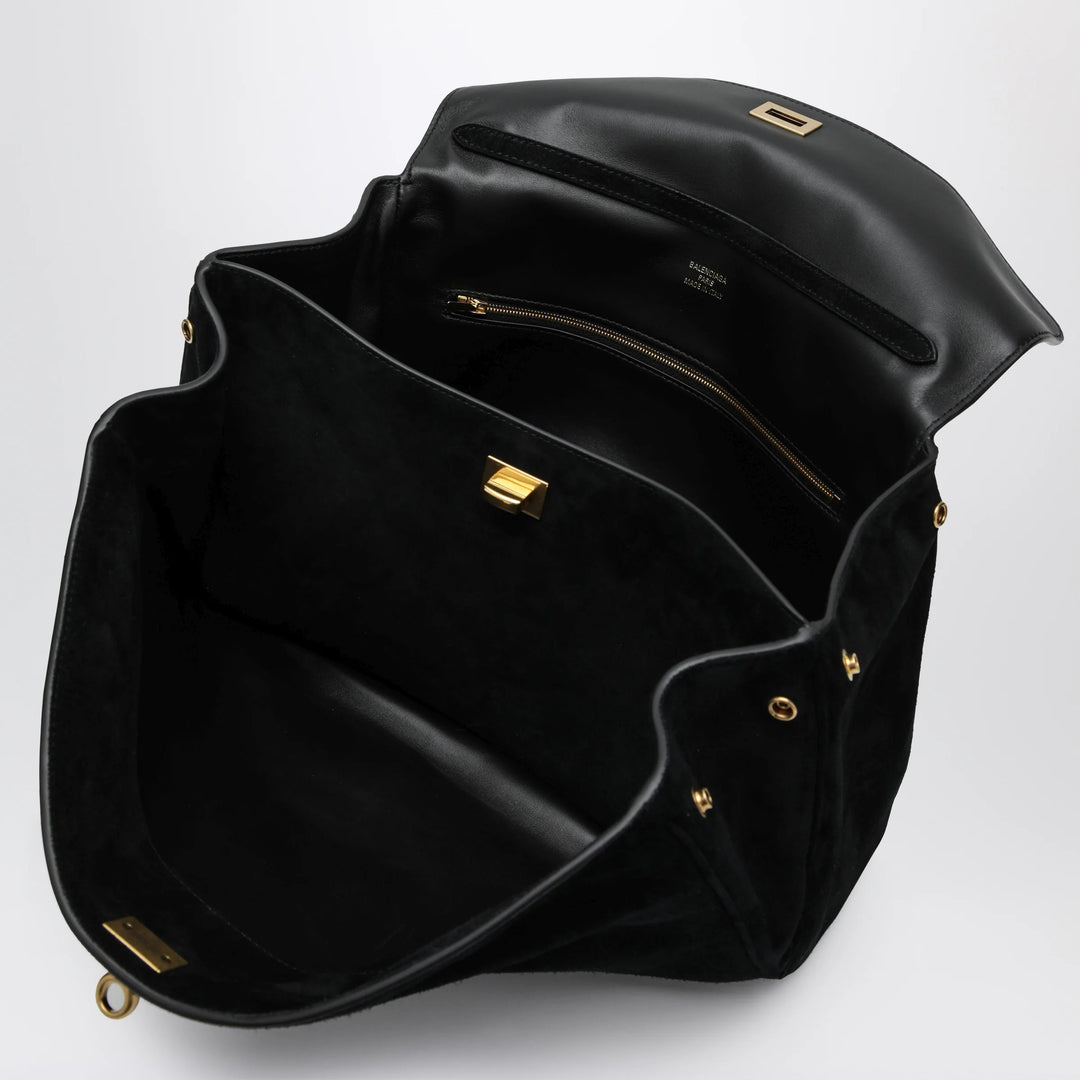 Balenciaga - Medium Rodeo bag in suede calfskin, black