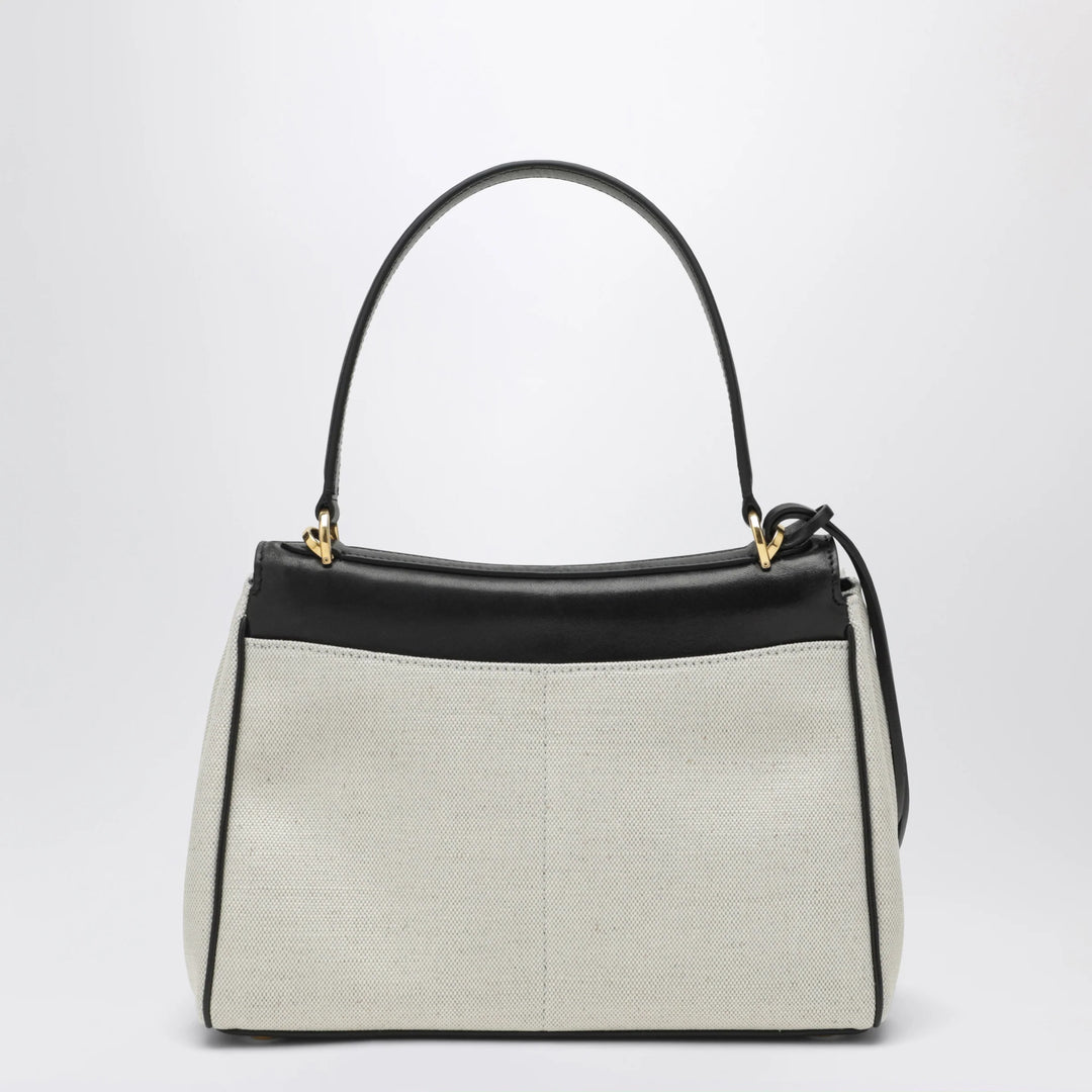 Balenciaga - Small Rodeo handbag in linen and lambskin, natural/black