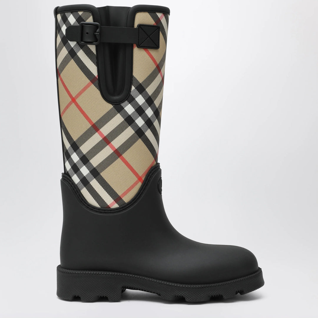 Burberry - Tall black Marsh Stamp rubber boots