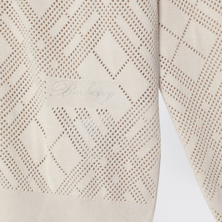 Burberry - Openwork cotton cardigan in light beige