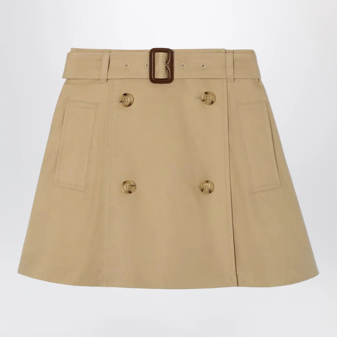 Burberry - Cotton twill trench skirt in sand beige