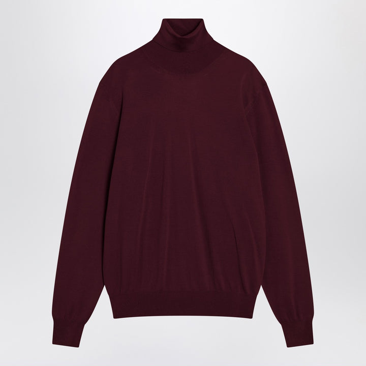 Saint Laurent Burgundy turtleneck sweater in wool