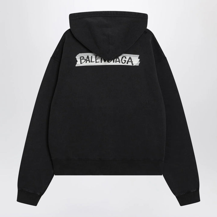 Balenciaga - Black washed Masking Tape oversize hoodie