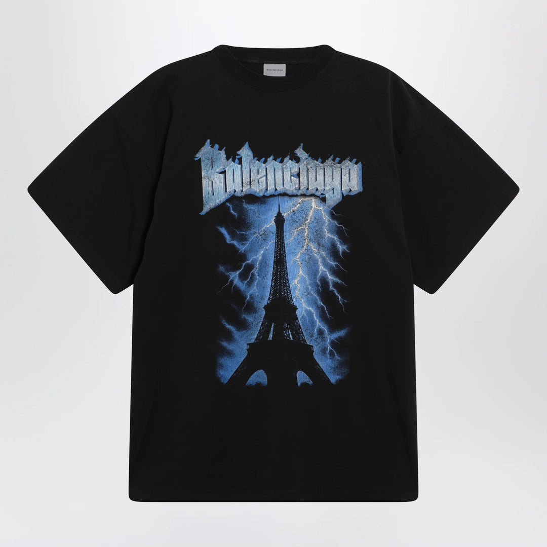 Balenciaga - Paris Thunderstorm oversized black T-shirt