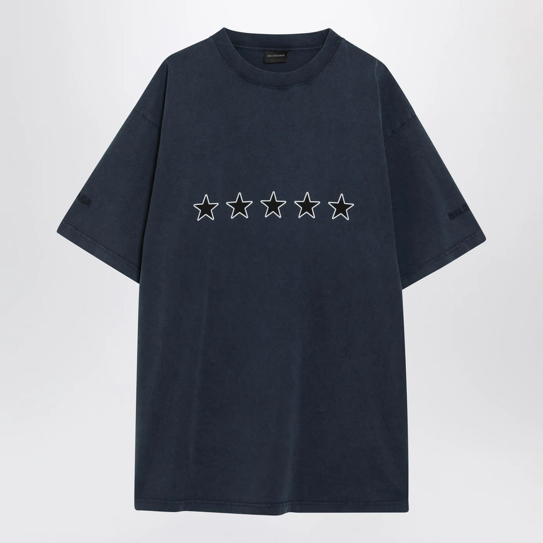 Balenciaga - Washed navy blue oversized T-shirt