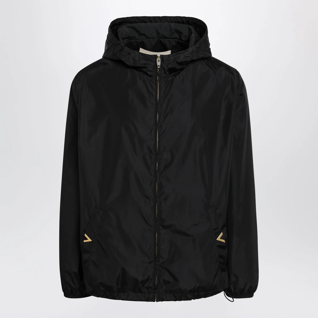 Valentino - Black windbreaker with Vgold detail