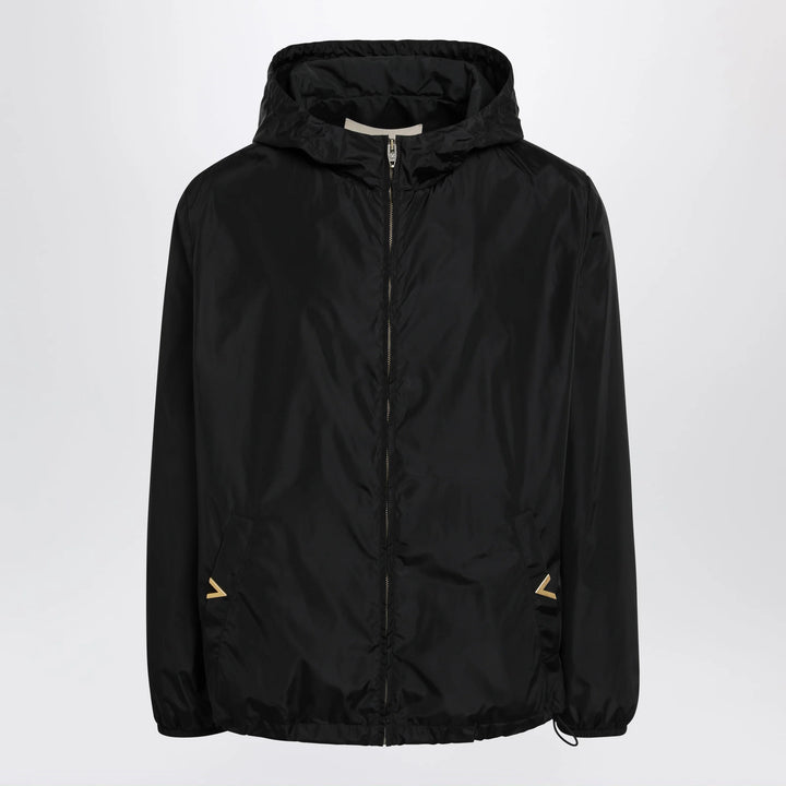 Valentino - Black windbreaker with Vgold detail