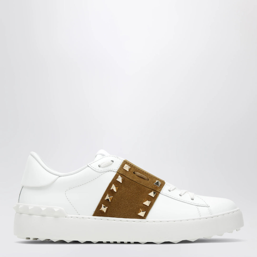 Valentino Garavani - Rockstud Untitled trainers in white leather/beige Havana