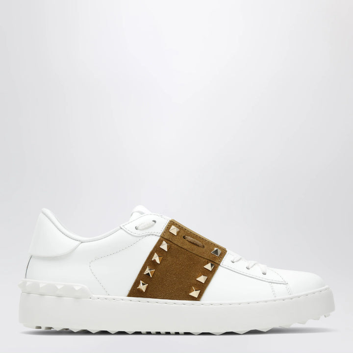 Valentino Garavani - Rockstud Untitled trainers in white leather/beige Havana