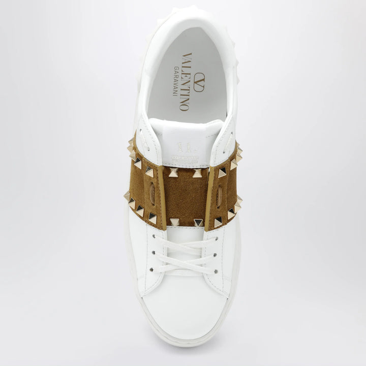 Valentino Garavani - Rockstud Untitled trainers in white leather/beige Havana