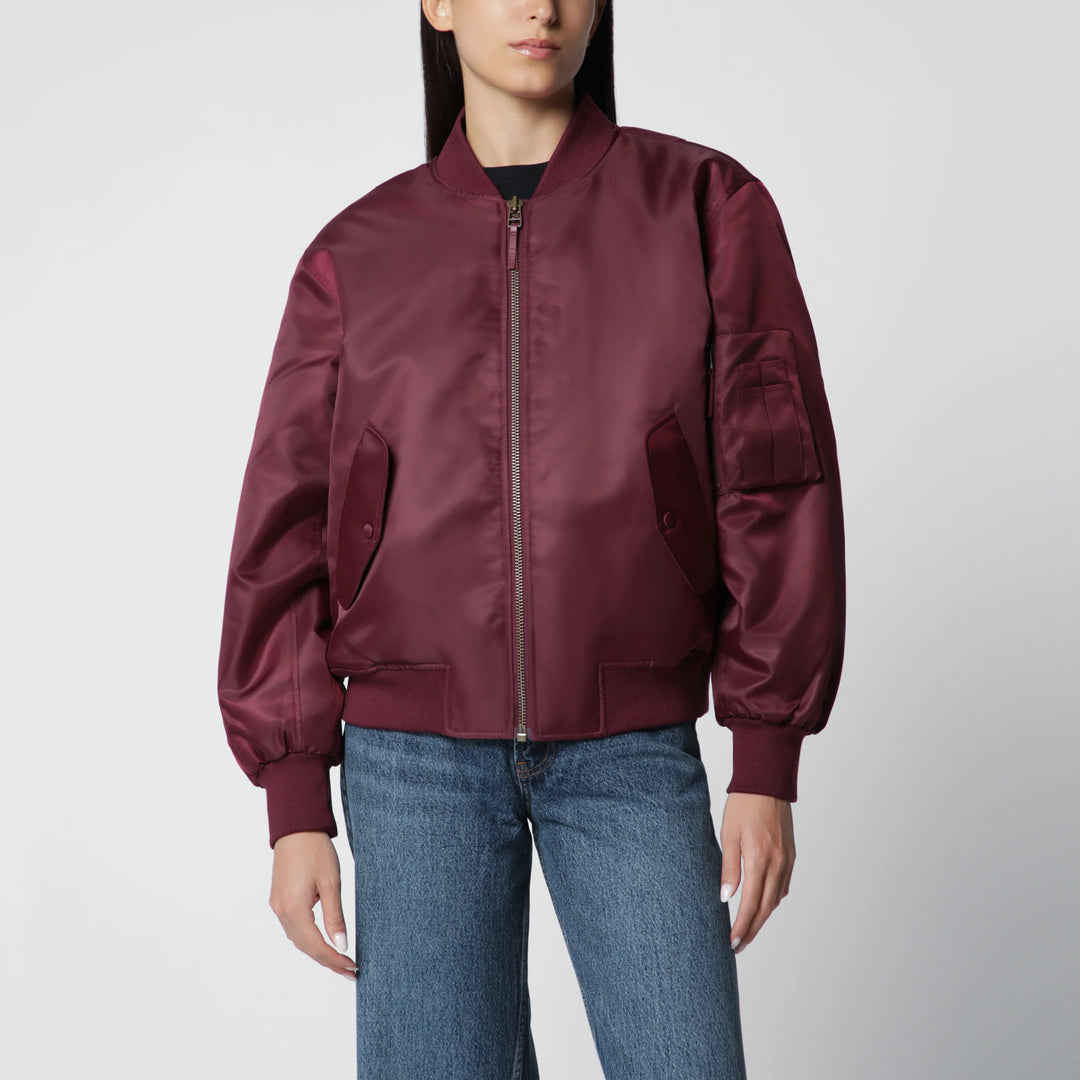 ANINE BING - Leon zip-up bomber jacket in burgundy