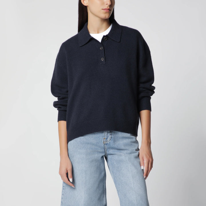 ANINE BING - Navy cashmere polo sweater