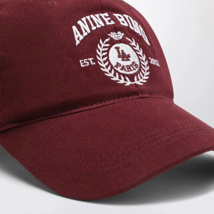 ANINE BING - Burgundy baseball cap with embroidered logo