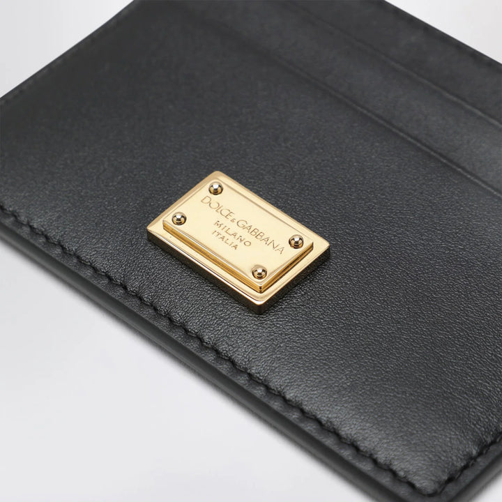 Dolce&amp;Gabbana - Black leather card holder with logo tag