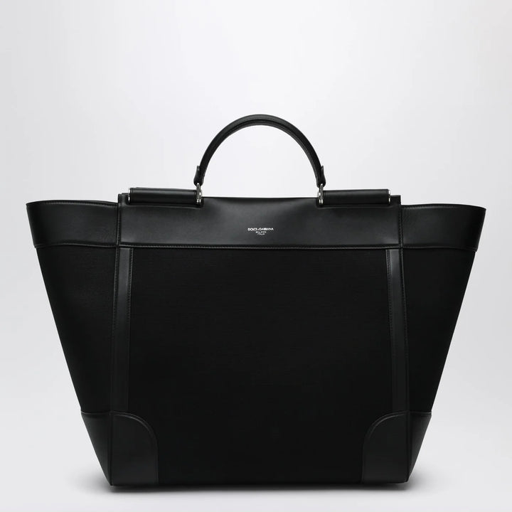 Dolce&amp;Gabbana - Black fabric and leather tote bag