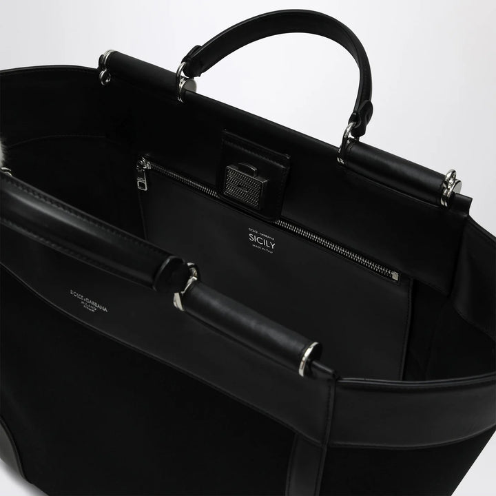 Dolce&amp;Gabbana - Black fabric and leather tote bag