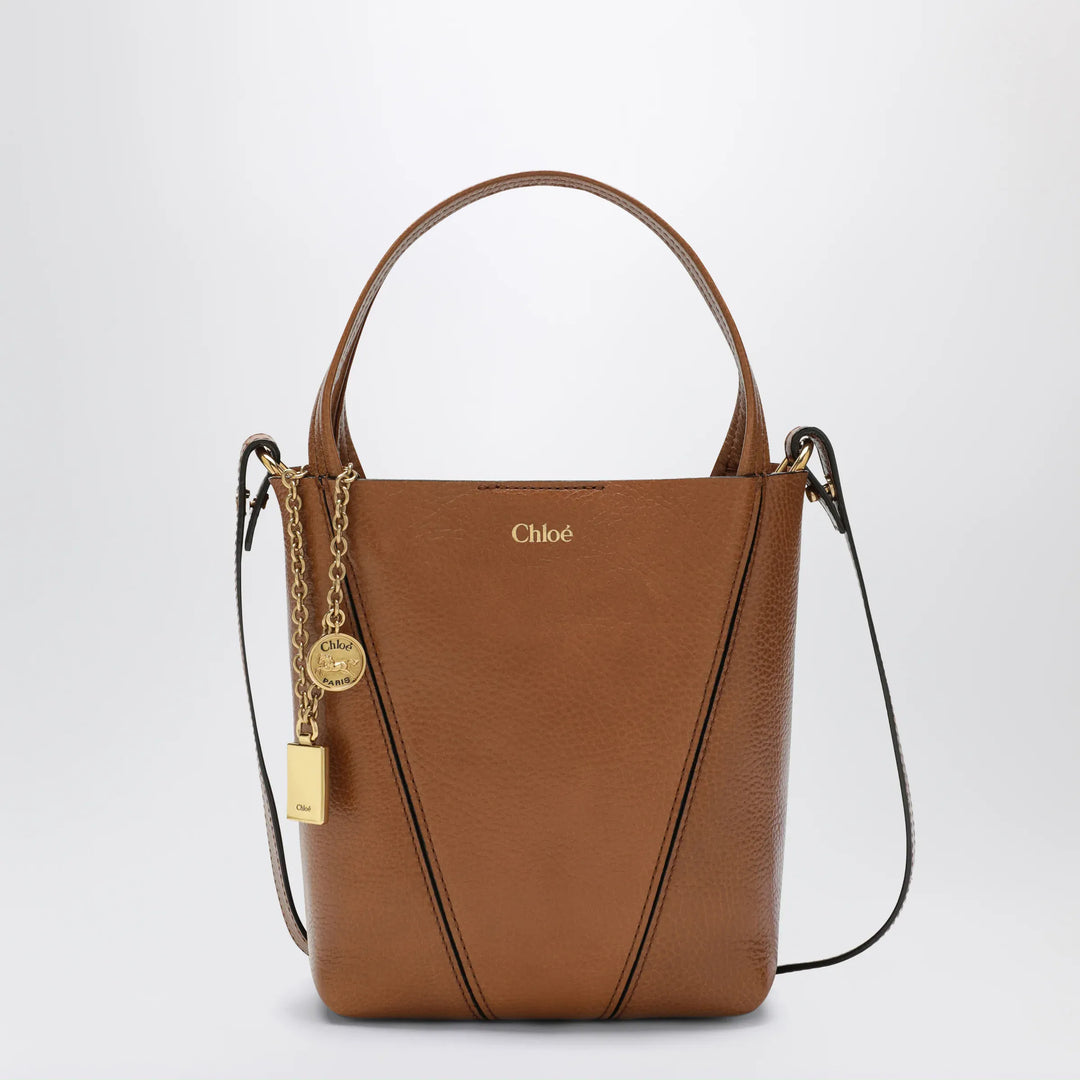 Chloé - Small Spin brown leather tote bag Brand Apparel & Accessories