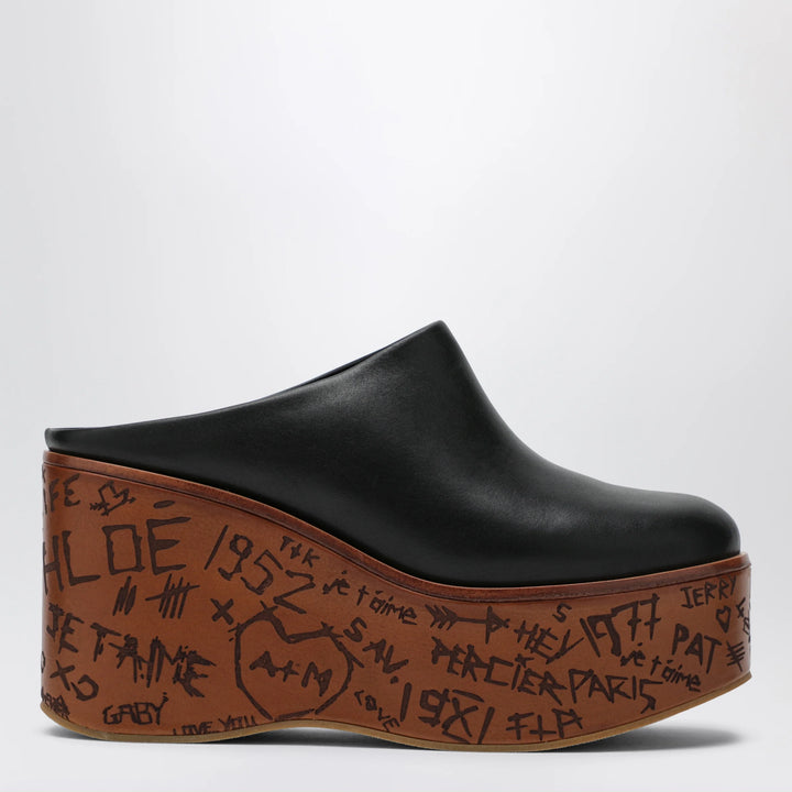 Chloé - Maxime wedge sabot in calfskin leather black