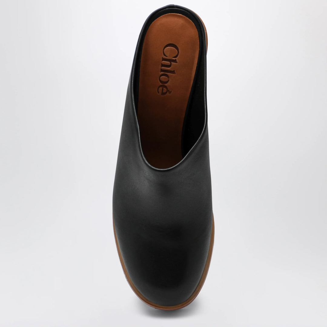 Chloé - Maxime wedge sabot in calfskin leather black
