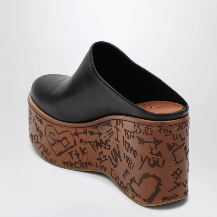 Chloé - Maxime wedge sabot in calfskin leather black