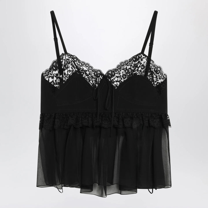 Chloé - Silk crêpe de chine top with thin straps, black