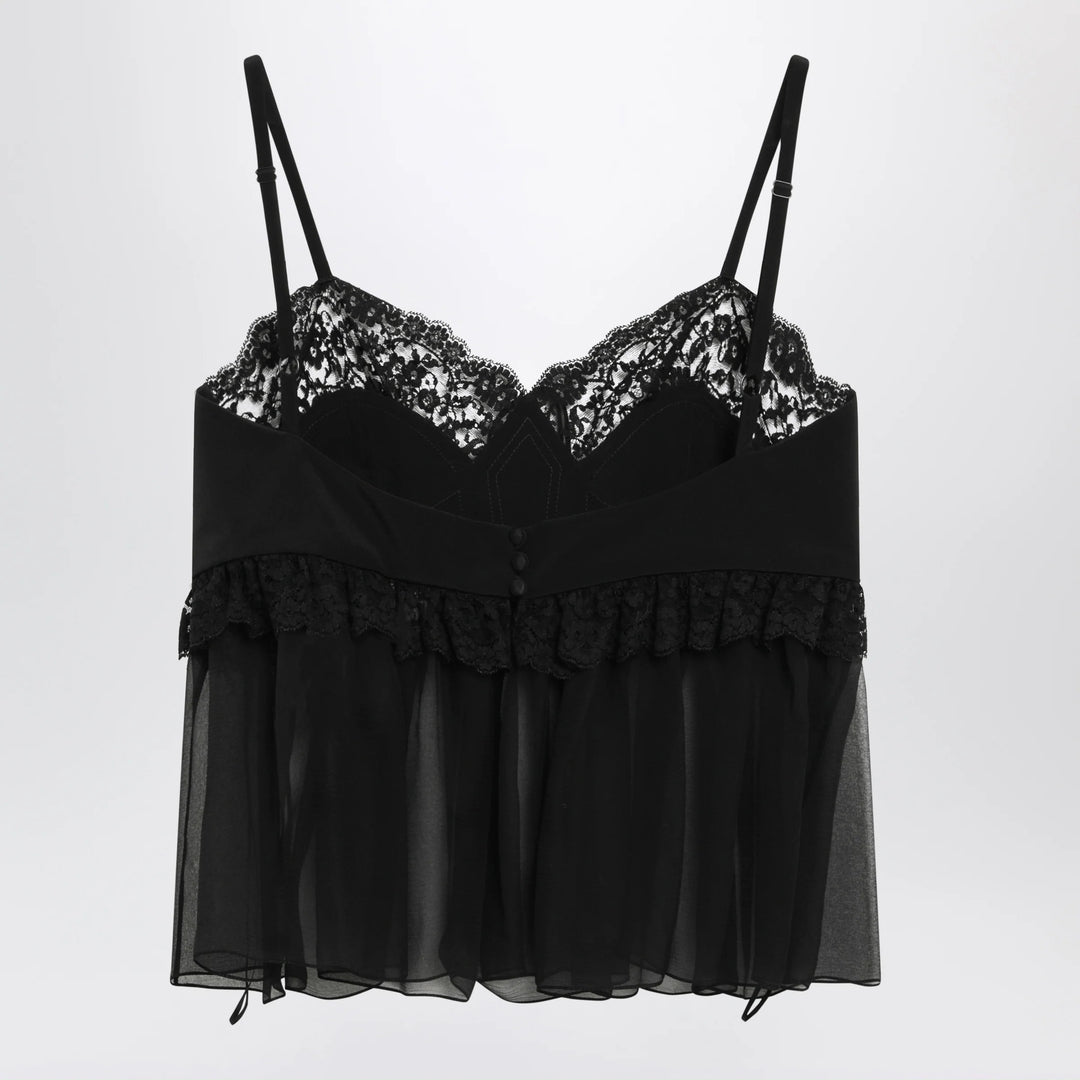 Chloé - Silk crêpe de chine top with thin straps, black