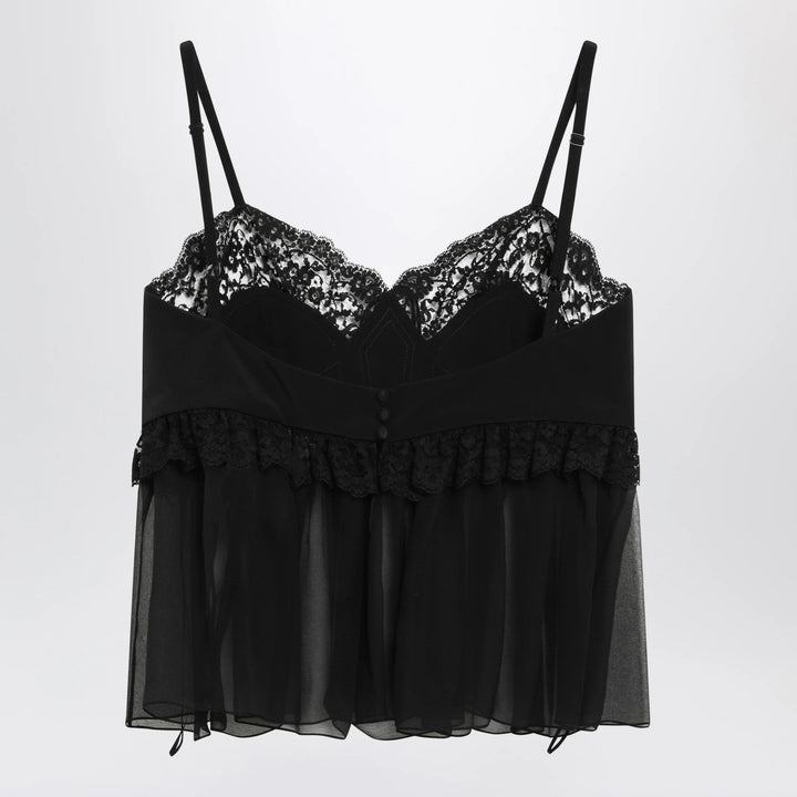 Chloé - Silk crêpe de chine top with thin straps, black