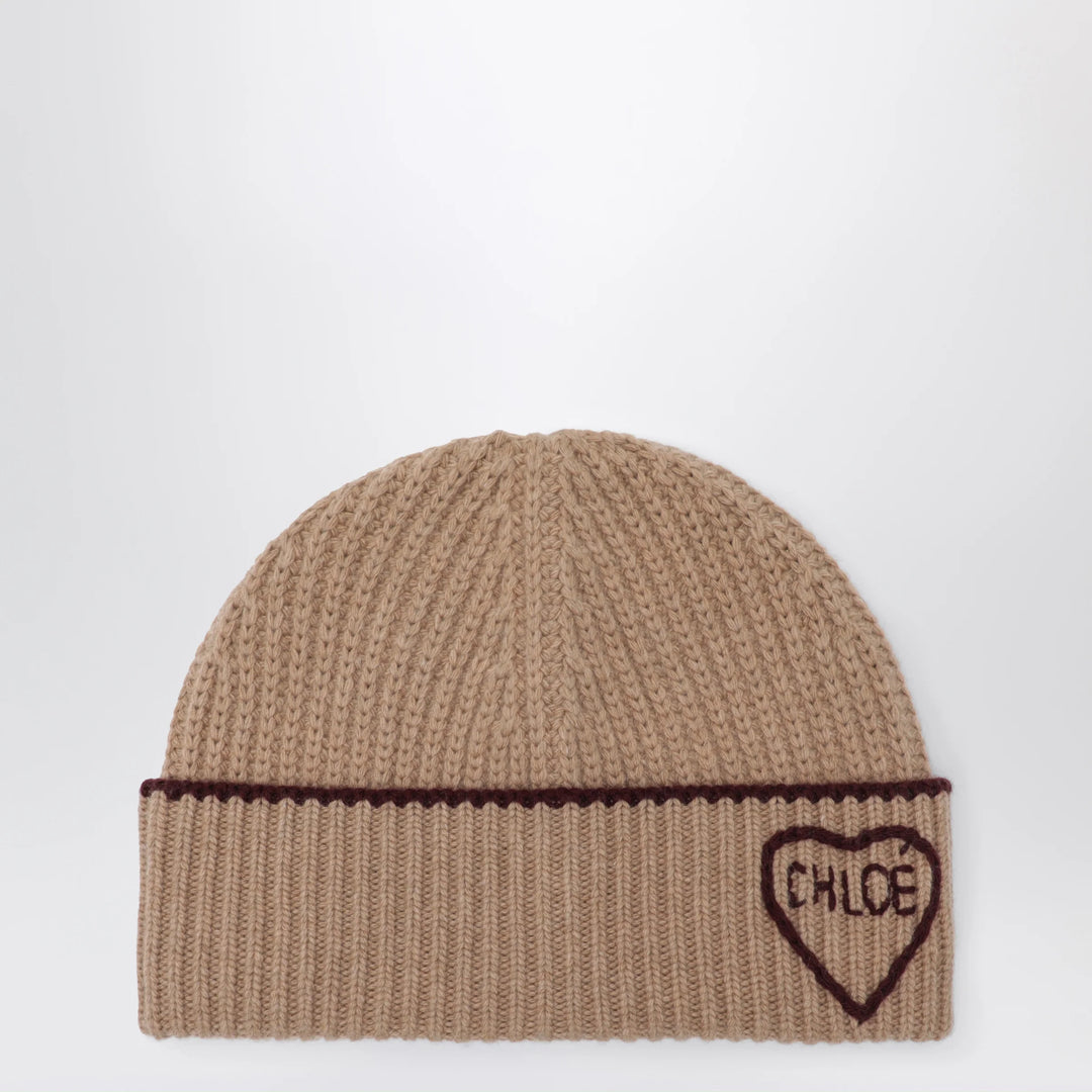 Chloé - Encoeur wool and cashmere beanie in bleached brown