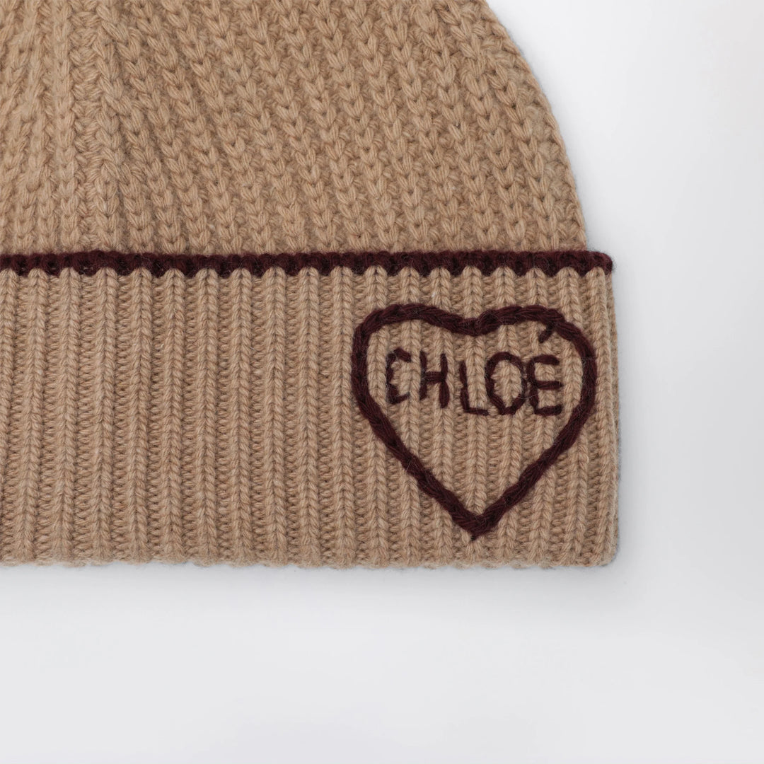 Chloé - Encoeur wool and cashmere beanie in bleached brown
