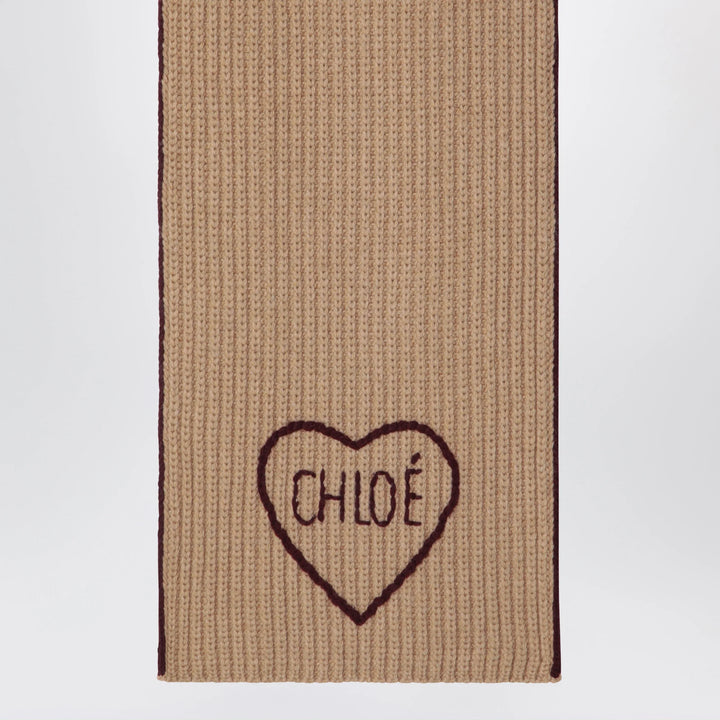 Chloé - Encoeur wool and cashmere scarf in bleached brown