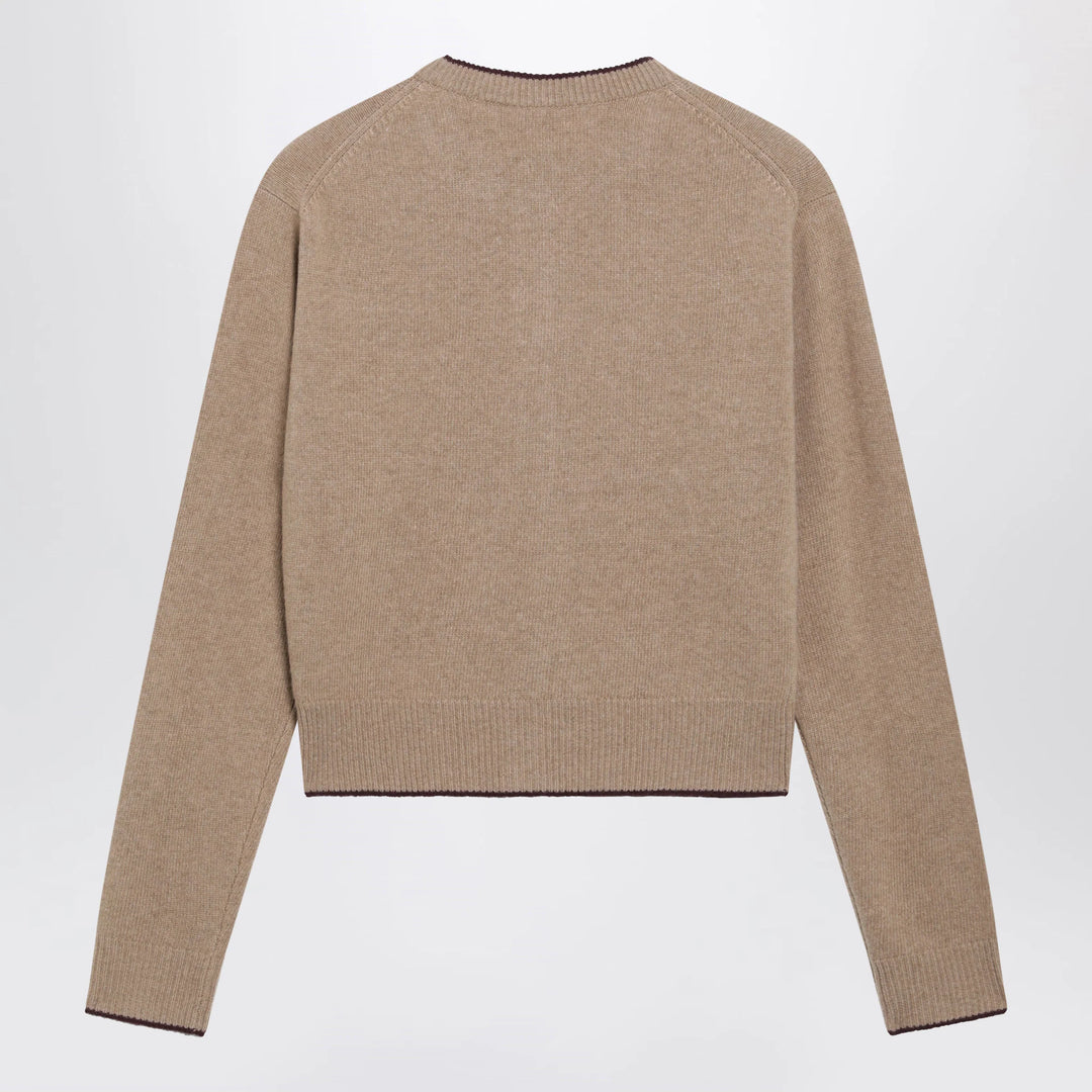 Chloé - Light Brown Wool and Cashmere Logo Cardigan