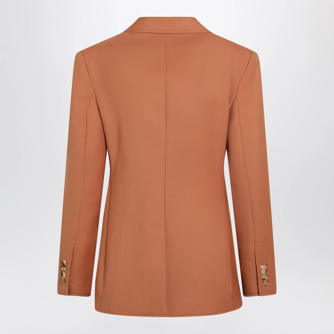 Chloé - Single-breasted jacket in burnt orange wool gabardine