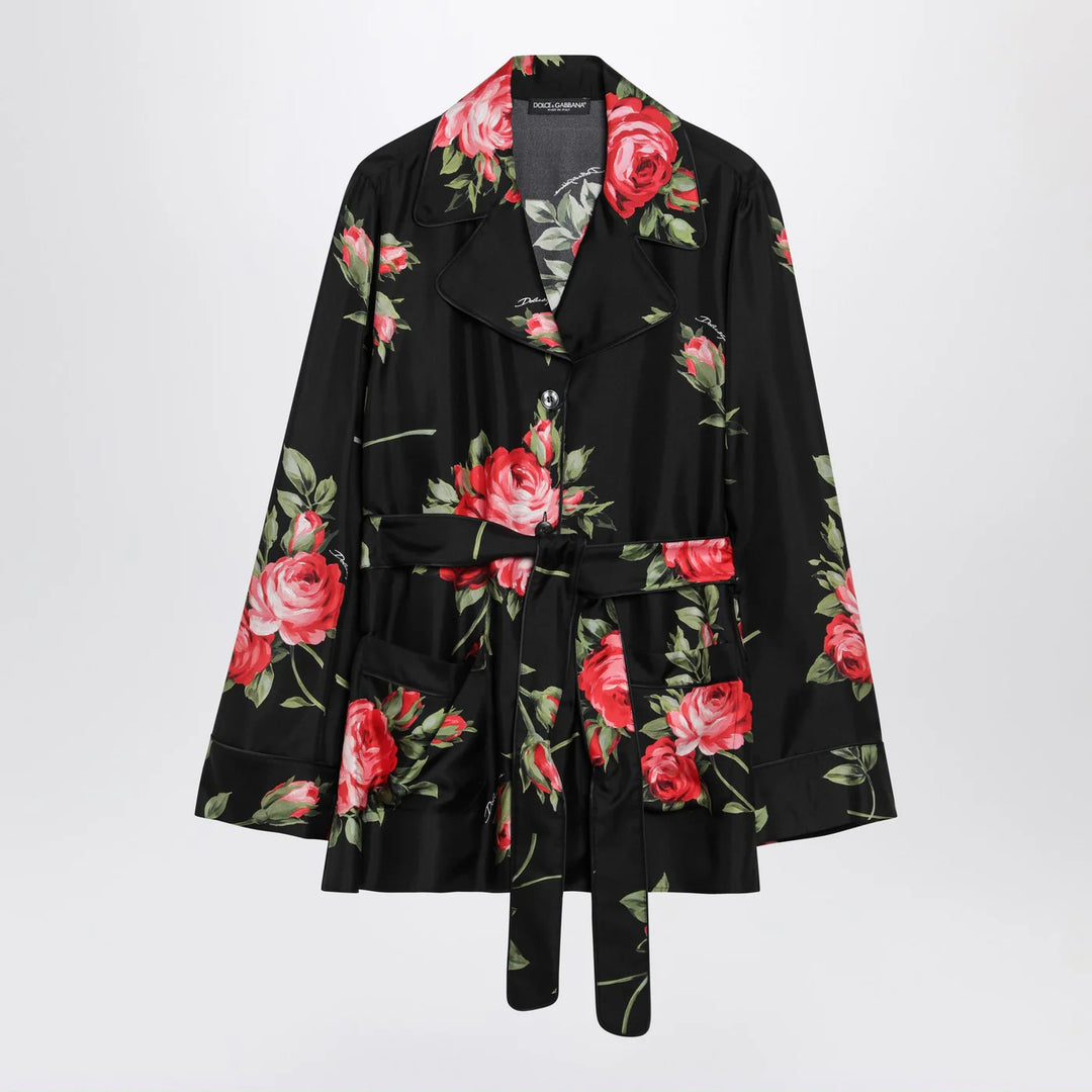 Dolce&amp;Gabbana - Black Vanity shirt with Bouquet rose print