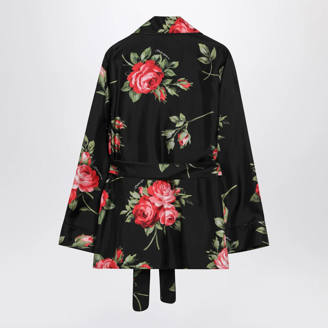 Dolce&amp;Gabbana - Black Vanity shirt with Bouquet rose print