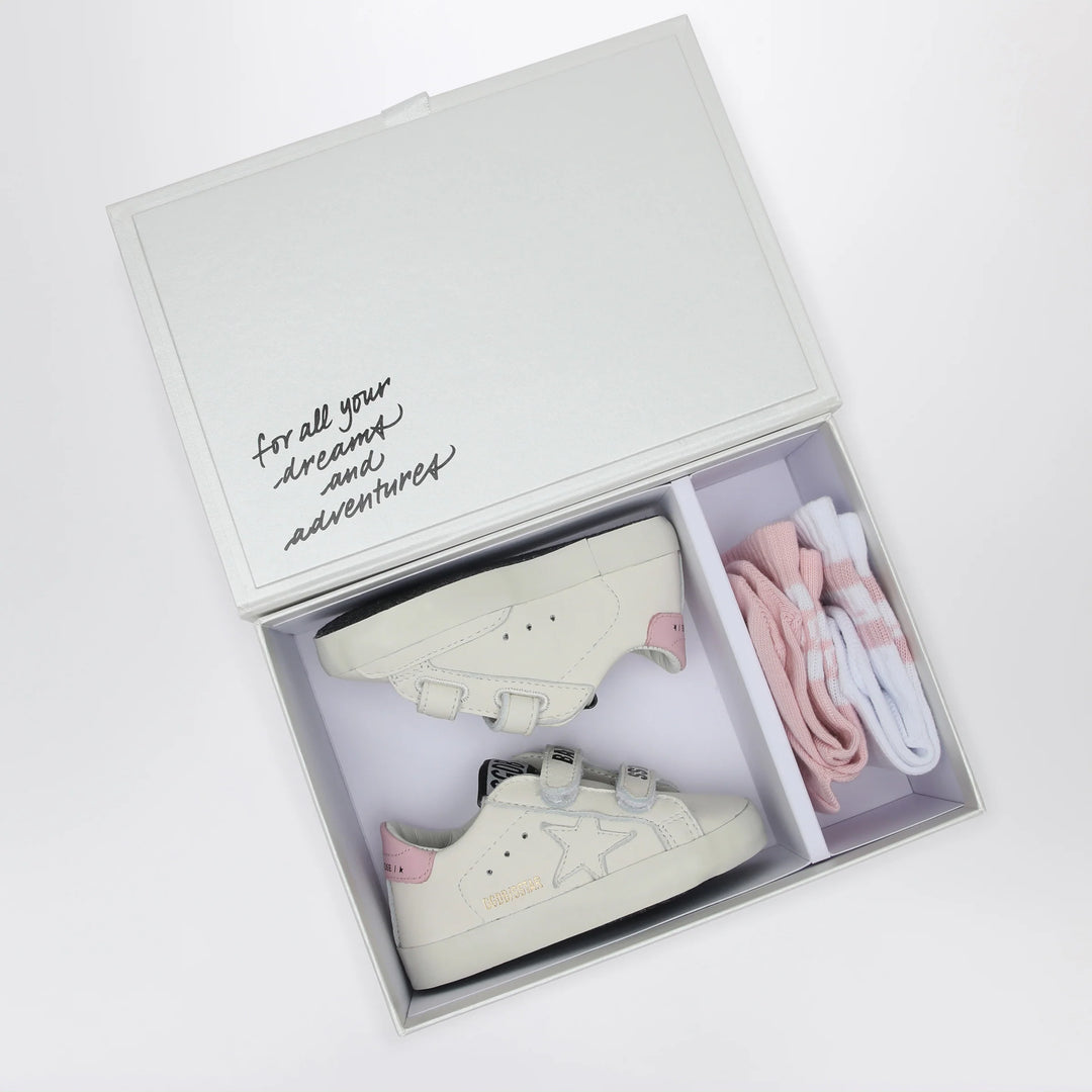 Golden Goose - Set Sneakers Baby School white/pink with socks